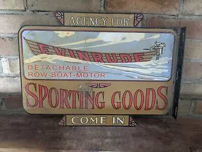 Vintage Flanged Evinrude Double-sided Porcelain Sporting Goods Sign 18  X 13.5  • $317.95