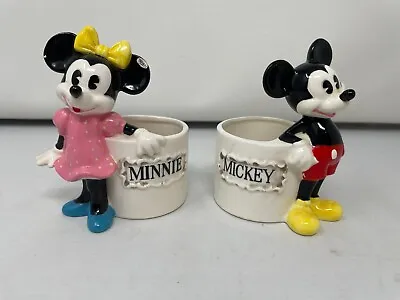 Vtg 1980s Disney Mickey Mouse Minnie Mouse Pencil Cups Toothbrush Holder Ceramic • $17.50