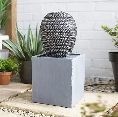 Garden Water Feature Dapple Cascade With LED Lights Outdoor Grey Fountain 57.8cm • £49.95