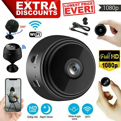 £9.49 • Buy Smart Home Security Spy Cam Mini 1080P IP Camera Wireless WIFI Indoor CCTV HD UK