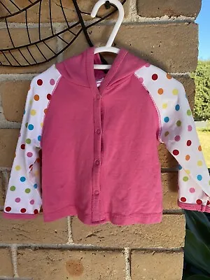 Size 00 Baby Hundred & Thousand Pink Polka Dots With Hood Cotton Jacket Kmart • $3