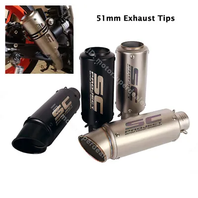 38-51mm Motorcycle Exhaust Tips Short Muffler Tail Pipe Black For ATV Dirt Bike • $75.59