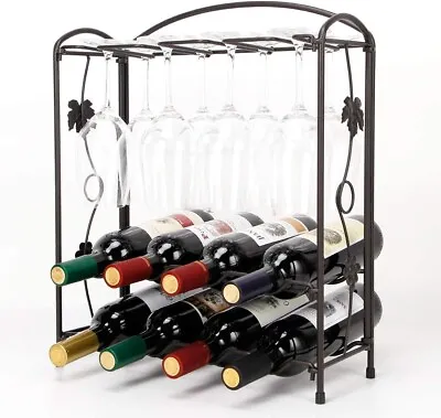 HoroM Wood Freestanding Wine Rack Wine Bottle Holder Stand Hold 6 Wine Bottles • £27.98