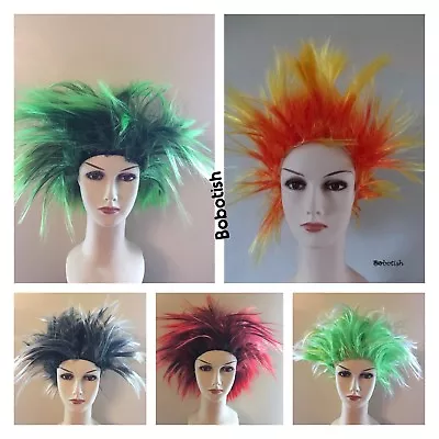 Short Spiky Punk Rocker 80s WIG Women Ladies Multi Coloured Fancy Dress Costume • £6.99