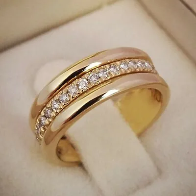 $2.02 • Buy Fashion Women 925 Silver Plated,Gold Ring Cubic Zircon Wedding Jewelry Sz 5-11