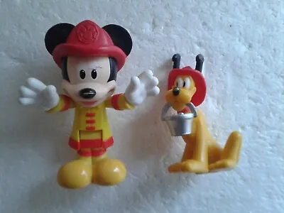 Mickey Mouse And Pluto Firefighter Fireman Firedog Dog Disney Figurines Set Of 2 • $6.99