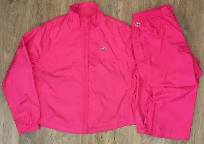Lacoste Sport Womens Pink Tracksuit Track Top Jacket + Pants Size 46 • £61.43