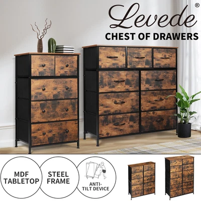 $139.99 • Buy Levede Chest Of Drawers Antique Storage Cabinet Timber Dresser Tallboy Retro
