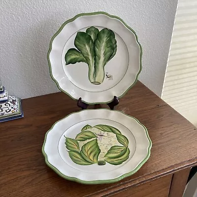 Two Vietri Garden Greens Dinner Plates/Wall Hangings - Lettuce And Cauliflower • $30