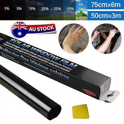 Window Tint Film Black Roll VLT 5% 35% 50% Car Home 50cmX3m/75cmX6m Tinting Tool • $15.99
