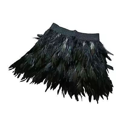 £20.10 • Buy Ostrich Feather Skirt Punk Leather Feather Skirt Hippie Boho Party Skirt