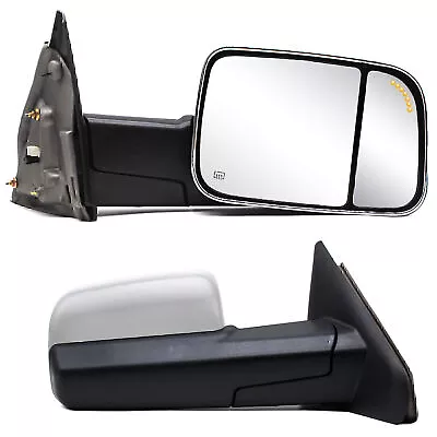 Pair Tow Mirrors Power Heated Arrow Signal Fits 04-07 Dodge Ram 2500 3500 Chrome • $134.44