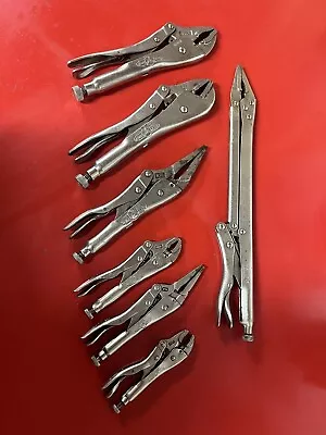 Lot Of  6 Vise Grip Lock Pliers And 1 Pittsburgh Long • $30