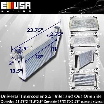 $1109.99 • Buy V Mount Intercooler 24X13X3 2.5 O/I One Side For Accord Civic Nissan YCZ-036