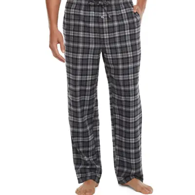 St. John's Bay Men's Flannel Pajama Lounge Pants X-LARGE Gray Black Plaid New • $20.23