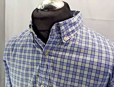 Uniqlo Brushed Cotton Blue Check Button Down Shirt Size L (0134) • £5