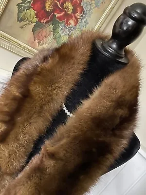 Vintage Genuine Brown Sable Mink Fur Stole Wrap Collar • $150