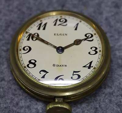 Vintage Elgin 8-Day Clock - Travel - Dash - Car - Automobile For PARTS/REPAIR • $10