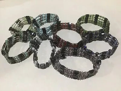 Lot Of 8 Hematite Magnetic Wrap Bracelets. Large Variety. • $7.99