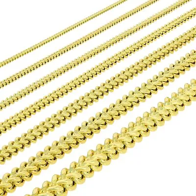 10K Yellow Gold 1.5mm-6mm Square Wheat Box Franco Chain Pendant Necklace 16 -30  • $93.98