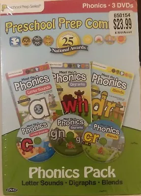 Meet The Phonics: Letter Sounds Digraphs & Blends 3-Disc DVD Set SEALED Fr/shpg • $23.95