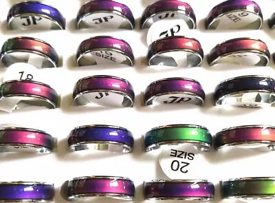 Wholesale Lots 25pcs Mens Womens 6mm Stainless Steel Mood Ring Trendy Jewelry • $13.99