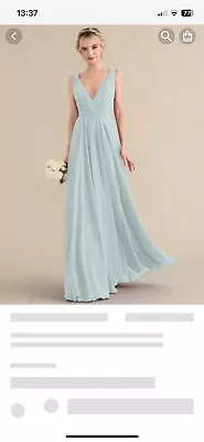 A-Line/Princess V Neck Floor Length Chiffon Bridesmaid Dress Size 12 Worn Once  • £29