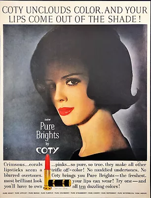 1961 Coty Lip Stick Pretty Woman With Red Lip Stick Vintage Print Ad • $9.40