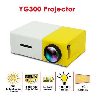 Mini 1080P HD LED Video Projector 3D Office Home Cinema Theater HDMI/USB/TF NEW • $46.10