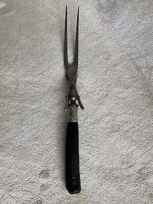  Vintage Meat Carving Fork Antler Style Handle Black • $13