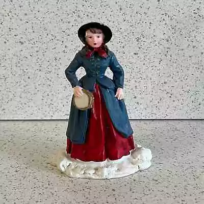 Mervyn's Village Square Woman Playing Tambourine 1991 Figurine Holiday Christmas • $16