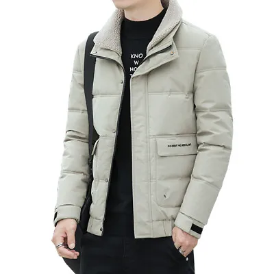 Men's Cotton-Padded Short Thickened Cotton-Padded Jacket Lapel Fur Collar Casual • $53.76