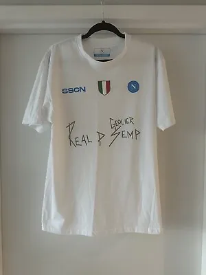 SSC Napoli X Geolier Sanremo White XL Shirt Authentic Maradona Rhythm + Flow • $110