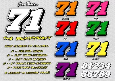 The Bump Draft Race Car Numbers Vinyl Decal Kit Package • $94.99