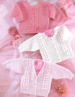  Crochet Pattern - Sweet Little Baby Girl Cardigans & Jumper/sweater 14 -20  • £1.99