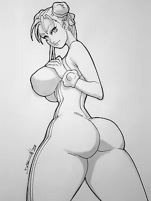 $9.99 • Buy CHUN LI Street Fighter Zero Girl Sexy Busty Original Sketch Pinup - DaiKon Art