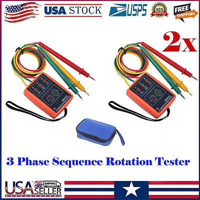 3 Phase Sequence Rotation Tester Indicator Detector Meter LED Buzzer Pack 2 • $36.99