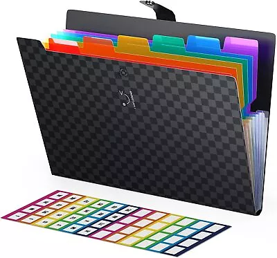 ABC Life Expanding File Folder Organiser With Upgrad Grid Pattern 7 Pockets Ac • £10.56