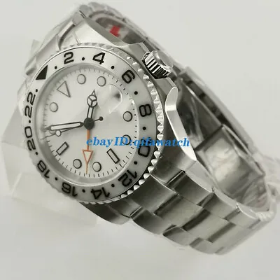 £80.55 • Buy 40mm Sterile White Dial Steel Sapphire Glass GMT DG3804 Automatic Wrist Watch 