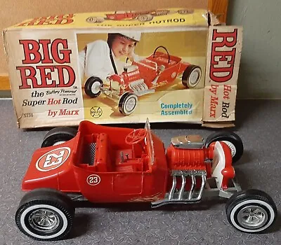 Vintage 1960s Marx Big Red Hot Rod Car Boxed Clean Missing Parts • $459.99