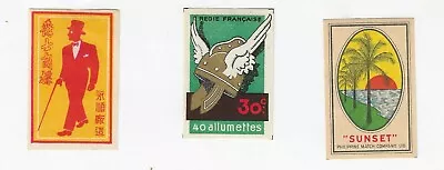 Lot Of 3 Original Vintage Matchbox Packet Labels Vf Asia France Philippine  #18 • $14.99