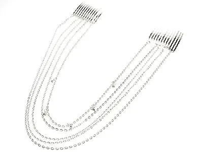 Silver Crystal Diamante Brow Band Ehead Headband Hair Chain Comb Boho • £2.87