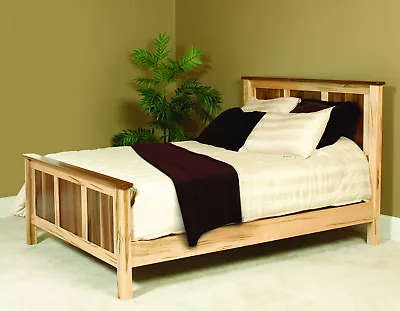 Amish Handcrafted Panel Bed Solid Wood 2-Tone Maple And Walnut Queen King USA • $1599