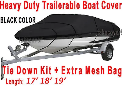 $103.95 • Buy Bass Tracker V-nose Trailerable Boat Cover Black Color All Weather Y2