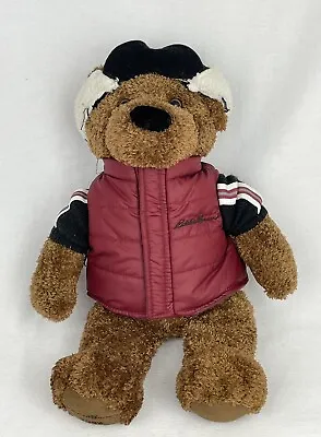 Eddie Bauer 2003 Plush Teddy Bear Hat Red Vest Sweater Stuffed Animal 13” Z6 • $16.99