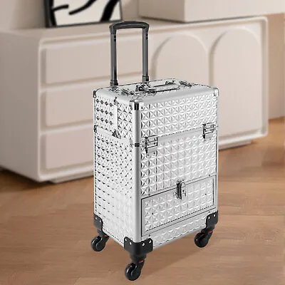 $62 • Buy Professional Rolling Makeup Train Case Cosmetic Trolley Organizer Makeup Case