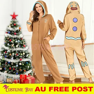 Gingerbread Jumpsuit Onesie Adult Kigurumi Unisex Pajamas Costume Birthday Party • $32.95