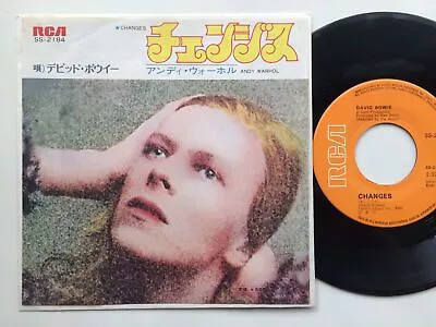 David Bowie  CHANGES / ANDY WARHOL  JAPAN 1st PRESS  ORIGINAL RCA 45 7  SS-2184 • $3760
