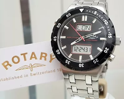 £94.99 • Buy ROTARY Mens Watch Chronospeed  WORLD TIMER Alarm Timer Military Style RRP £210 