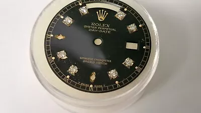 Genuine Vintage ROLEX DIAL BLACK DAY DATE 28.5mm Diameter DIAMONDS Used Great De • $275